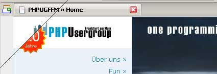 Die Seite mit und ohne der 5.0 Jahre Badge